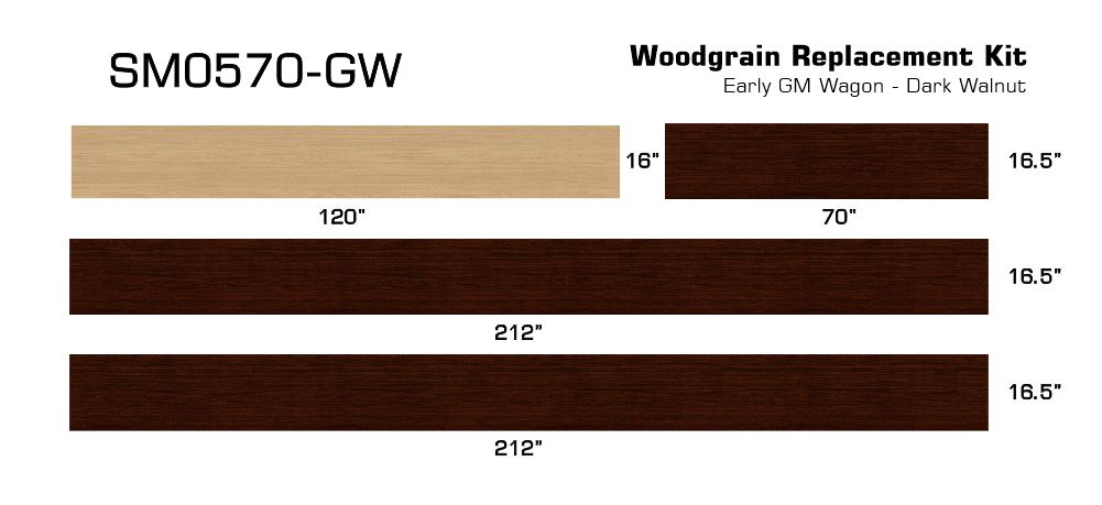 Early GM Dark Walnut Digital Reproduction Wood Grain Vinyl Replacement Kit - Image 3