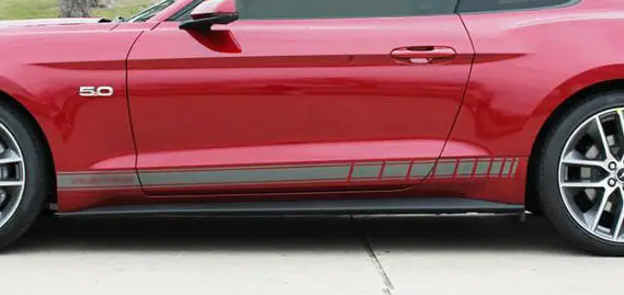 2015-UP Ford Mustang Stallion Rocker Stripe Vinyl Graphic Kit - Image 2