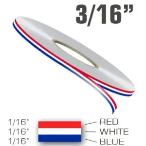 3/16" X 75' Red White and Blue Car Stripes Tape Roll